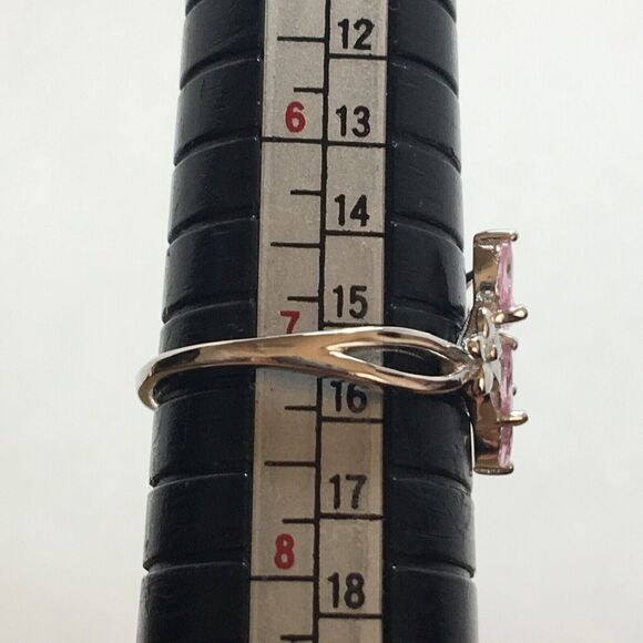 Sterling Silver Hummingbird Ring Adjustable Size 7 CZ Pink Flowers Green Body - Picture 4 of 16